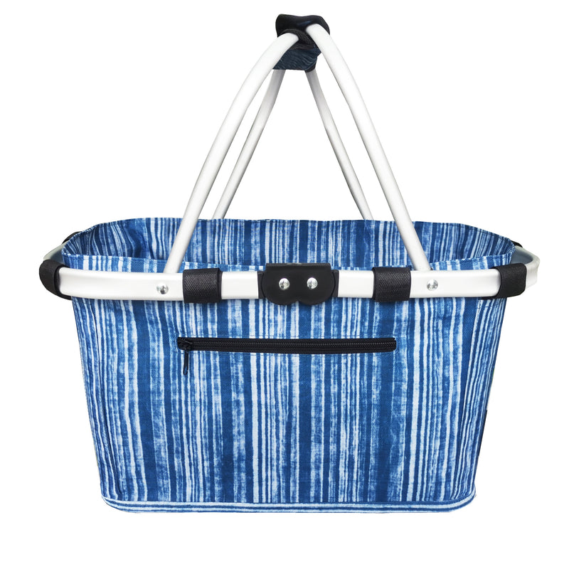 Sachi Two Handle Carry Basket  Blue Stripes 4697BS