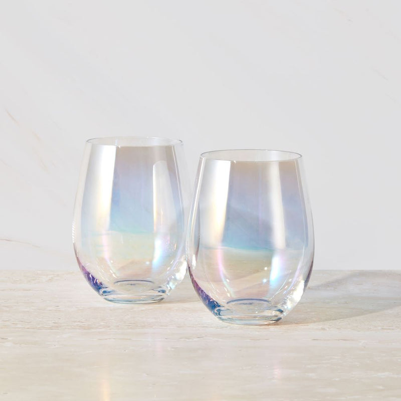 Glamour Stemless Glass 560ml Set of 2 Gift Boxed Iridescent MQ0027 RRP $29.95