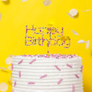 Cake Topper  Rainbow Glitter Happy Birthday 2 cc-hbssgl