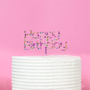 Cake Topper  Rainbow Glitter Happy Birthday 2 cc-hbssgl