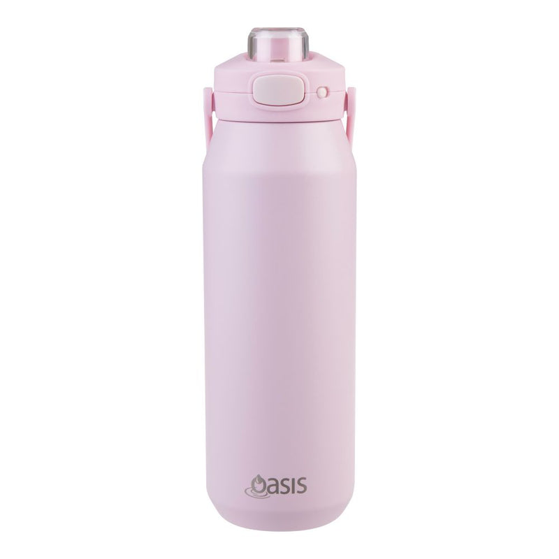 Oasis 'Capri' Ceramic Lined Stainless Steel Triple Wall Insulated Drink Bottle 1L Pink Lemonade 8865PLE