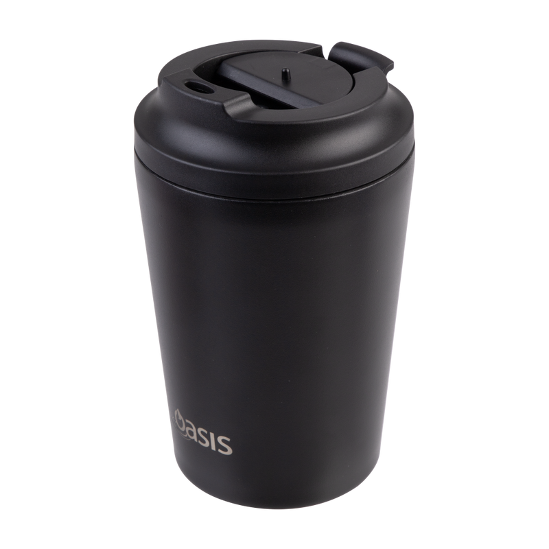 Oasis 'Travel Cup' Ceramic Lined Stainless Steel Double Wall Insulated Cup 360ml Black 8910BK