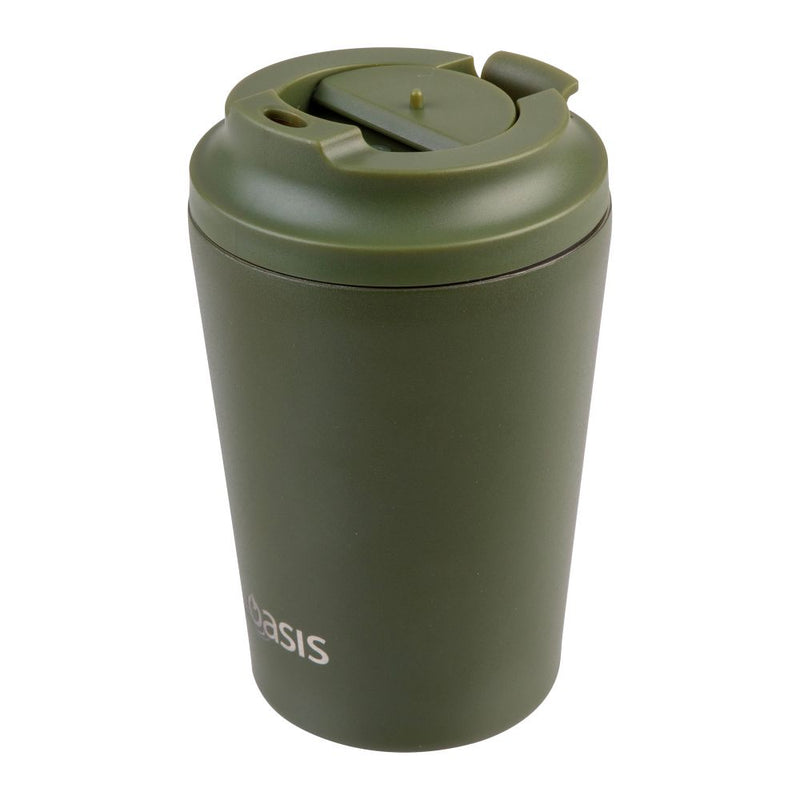 Oasis 'Travel Cup' Ceramic Lined Stainless Steel Double Wall Insulated Cup 360ml Forest Green 8910FGN