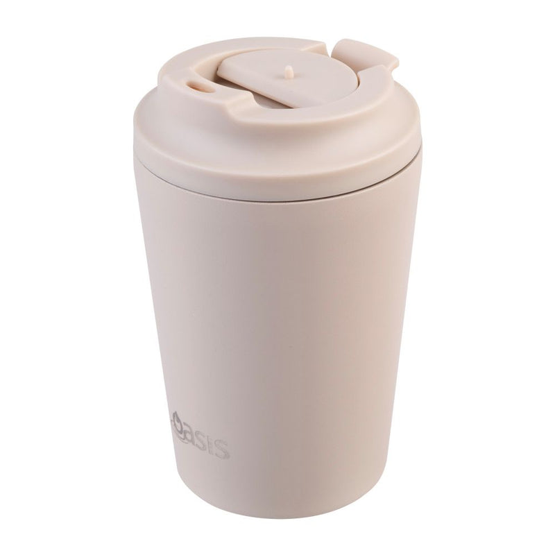 Oasis 'Travel Cup' Ceramic Lined Stainless Steel Double Wall Insulated Cup 360ml Oat 8910OT