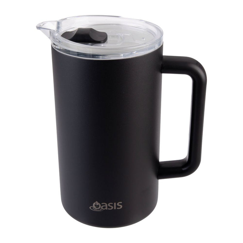 Oasis Ceramic Lined Stainless Steel Triple Wall Insulated Water Pitcher Black 8973BK