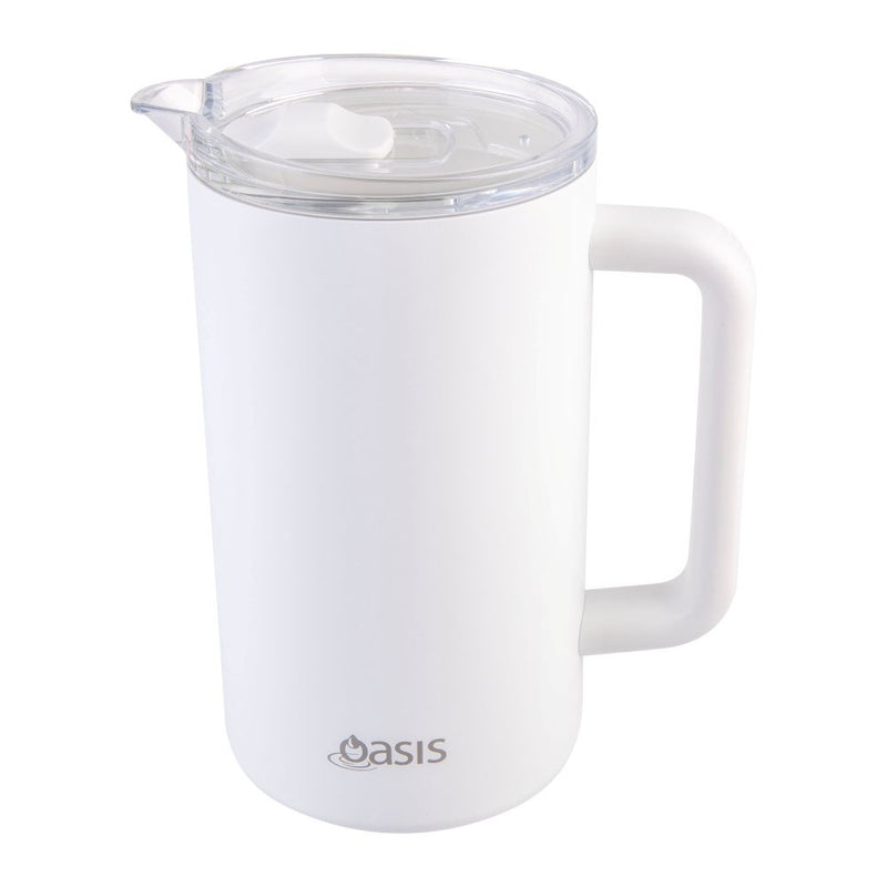 Oasis Ceramic Lined Stainless Steel Triple Wall Insulated Water Pitcher White 8973w