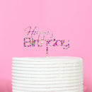 Cake Topper  Rainbow Glitter Happy Birthday 1 cc-hbcugl