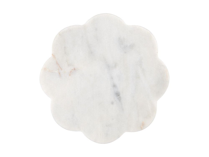 MW Scalloped Marble Coaster 11.5cm White NH0041