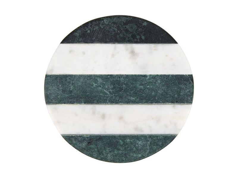 MW Round Marble Coaster 10cm Green Stripe NH0042