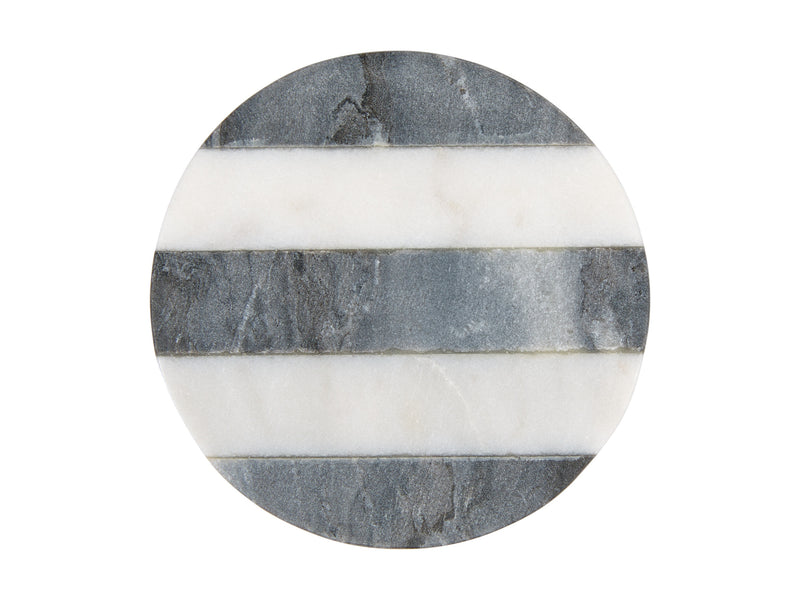 MW Round Marble Coaster 10cm Charcoal Stripe NH0046