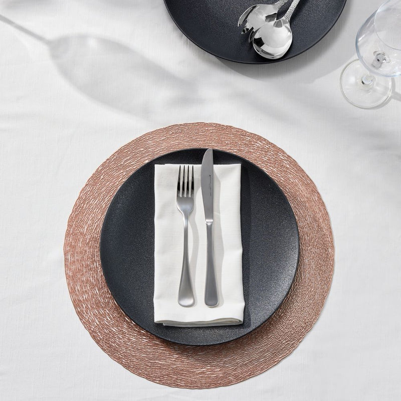 MW Table Accents Lace Metallic Round Placemat 38cm Rose Gold GI0442