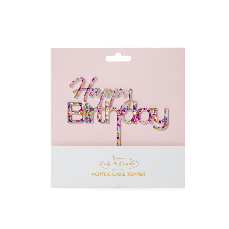 Cake Topper  Rainbow Glitter Happy Birthday 1 cc-hbcugl