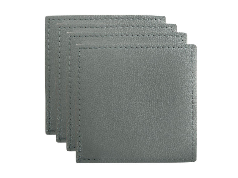 MW Table Accents Leather Look Cowhide Coaster 10x10cm Set 4 Grey GI0251