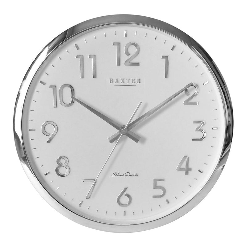 Baxter Darcy Wall Clock Arabic 32cm Silver 24666 RRP $89.95