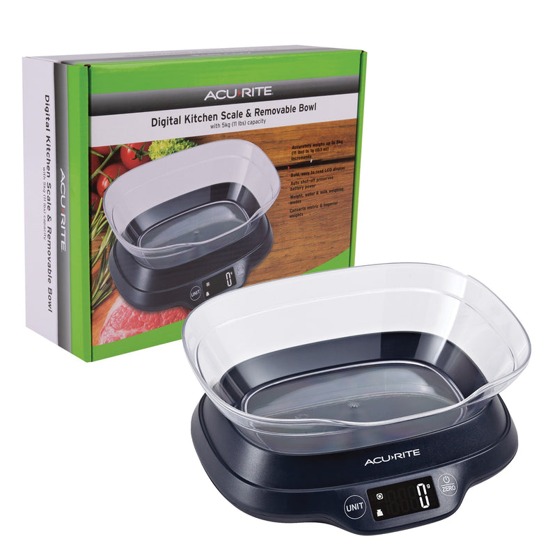 Acurite Digital Scale w Bowl and Backlight Display 1g 5kg 4006BK RRP $42.95