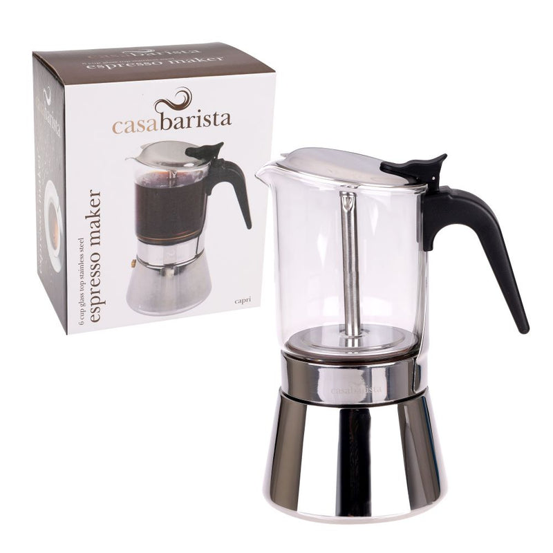 Capri 6 Cup Glass Top S/S Espresso Maker 4140-1