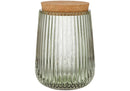 Zephyr Ribbed Green Glass 15cm Canister 62423