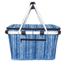 Sachi Insulated Carry Basket with Lid Blue Stripes 4696BS