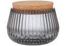 Zephyr Ribbed Charcoal Glass 8cm Canister 62420