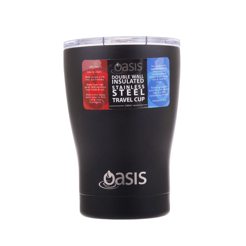 Oasis S/S Double Wall Insulated Travel Cup 340ml Matt Black 8900MB