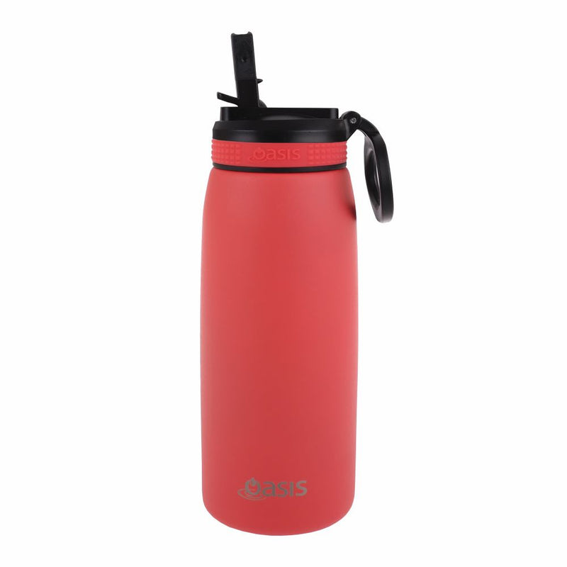 S/S Double Wall Insulated Sports Bottle Sipper Straw 780ml Coral 8893CO