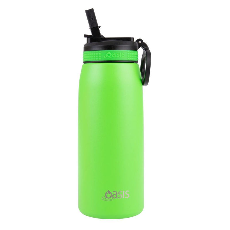 Oasis 780ml Insulated Sports Bottle Sipper Straw Neon Green 8893NGR