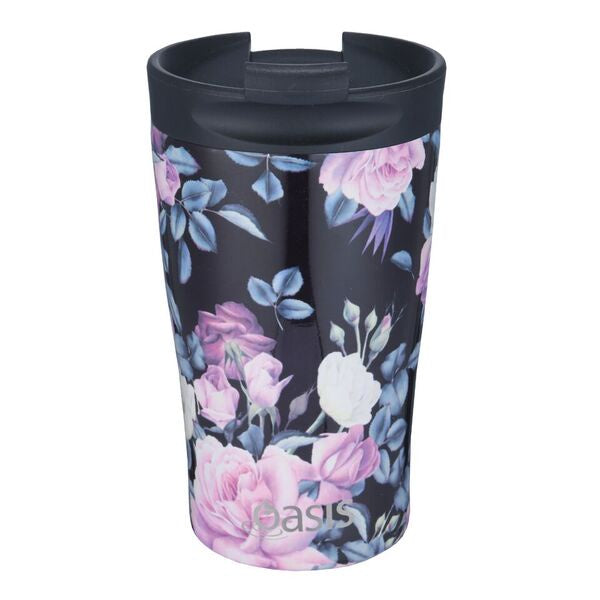 Oasis S/S Double Wall Insulated Travel Cup 350ml Midnight Floral 8914MF