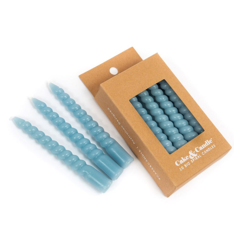 10cm BLUE Large Spiral Candles (Pack of 10)  CC10SSBL