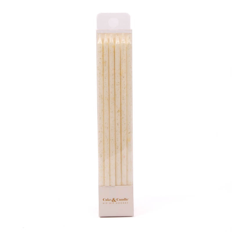 WHITE Glitter Cake Candles (Pack of 12) CC-GDBC15W