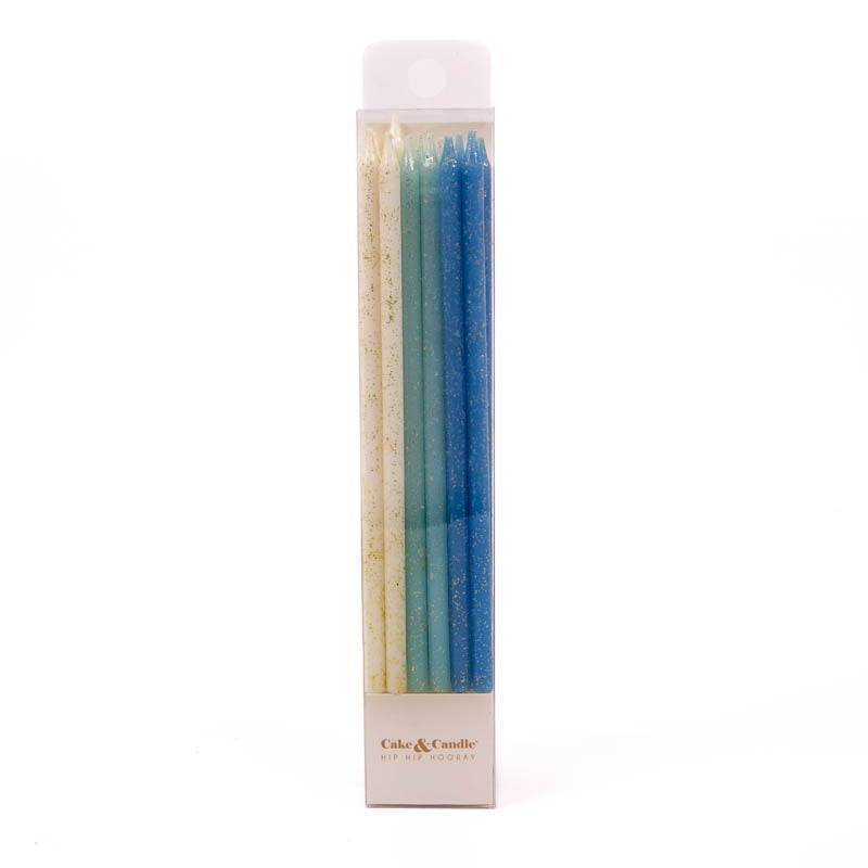 BLUE Glitter Cake Candles (Pack of 12) CC-GLBC15