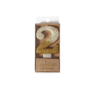 8cm GOLD Glitter Dipped Candle - NUMBER 2 CC-N802