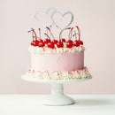 Silver Metal Cake Topper Double Hearts CC-SIL-DHEAR