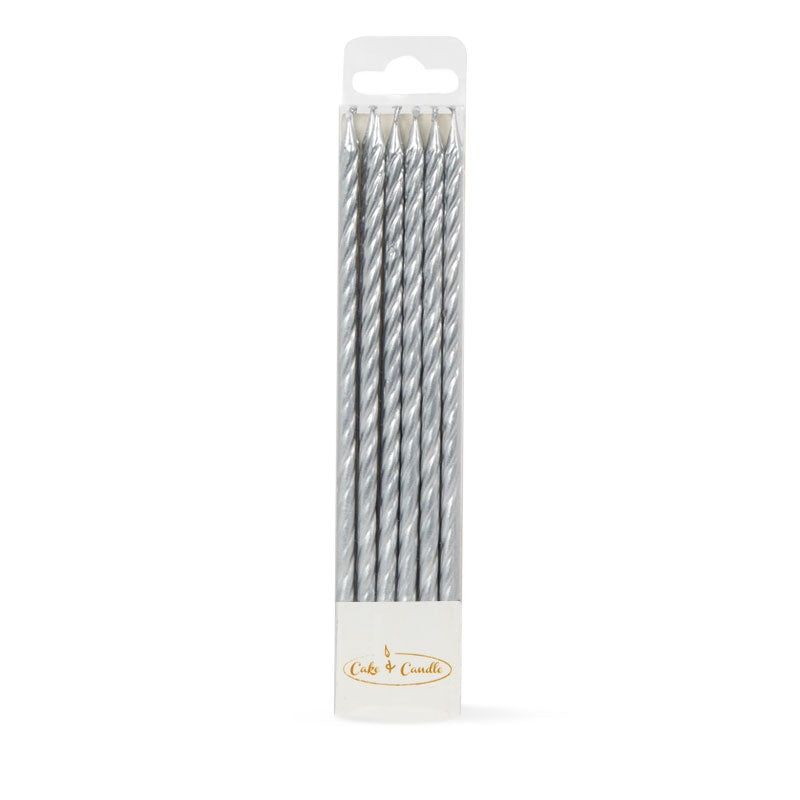 SPIRAL Cake Candles SILVER (Pack of 12)  CC-SPISIL