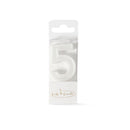 Mini Glitter Candle WHITE - Number 5 CC-WHMIN5