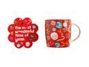 MW Kasey Rainbow Sparkly Season Mug 350ML & Coaster Set Red Gift Boxed DX1297