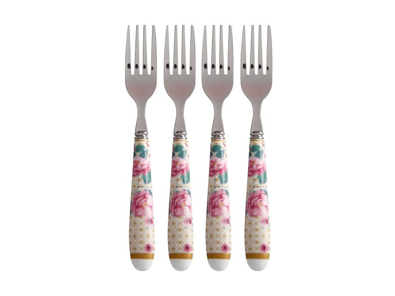 MW Teas and C's Silk Road Cake Fork Set 4pc White Gift Boxed  IZ0035