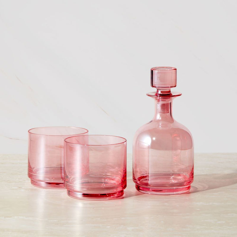 Glamour Stancked Decanter Set 3pce Pink Gift Boxed MQ0059 RRP $49.95