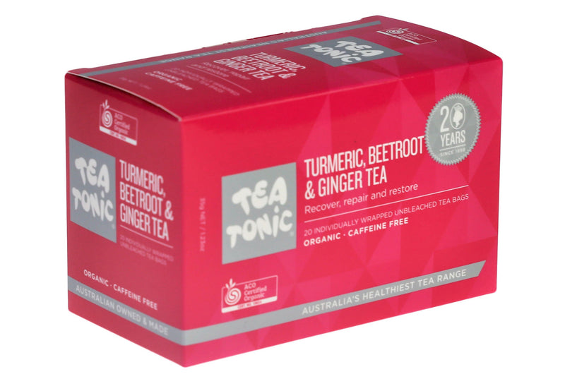 Tea Tonic Box Turmeric, Beetroot & Ginger Tea Unbleached 20 Teabags TBBO