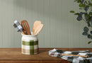 DW Manor Gingham Utensil Holder Green and Taupe 15x15x17cm DES0609