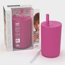 The Sippi - Silicone Cup with Straw Riberry Pink cp-lds-02-rbr